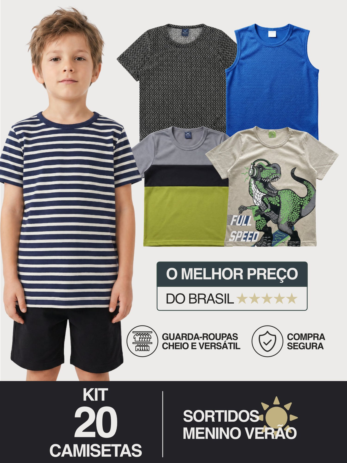 Kit 20 Camisetas/Regatas Sortidas Masculino Verão