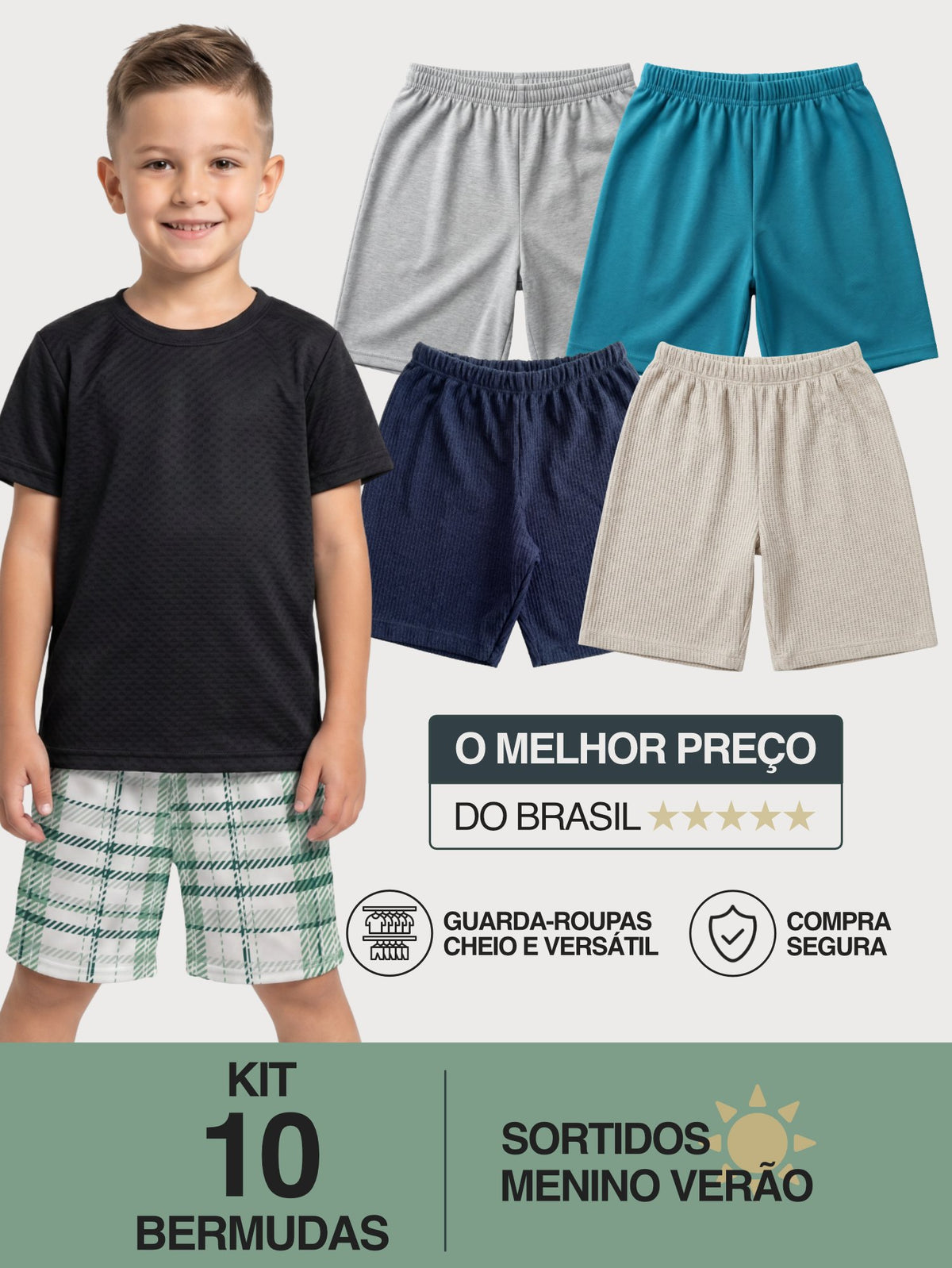 Kit 10 Bermudas Sortidas infantil Menino Verão