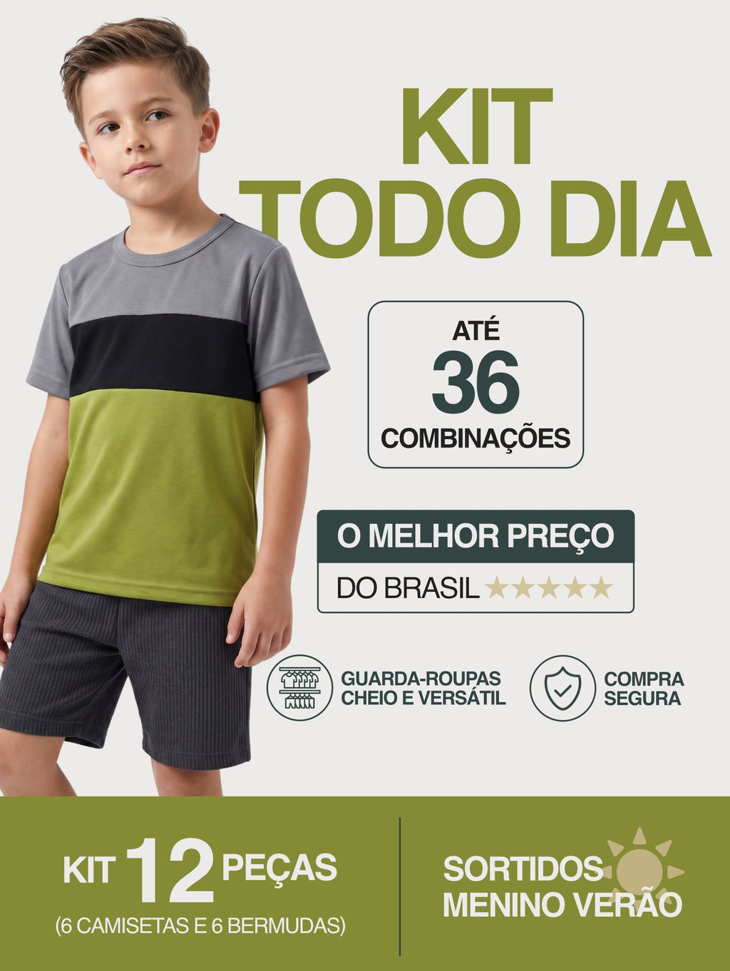 Kit 12 Peças (6 Conjuntos) Sortidos Menino Verão