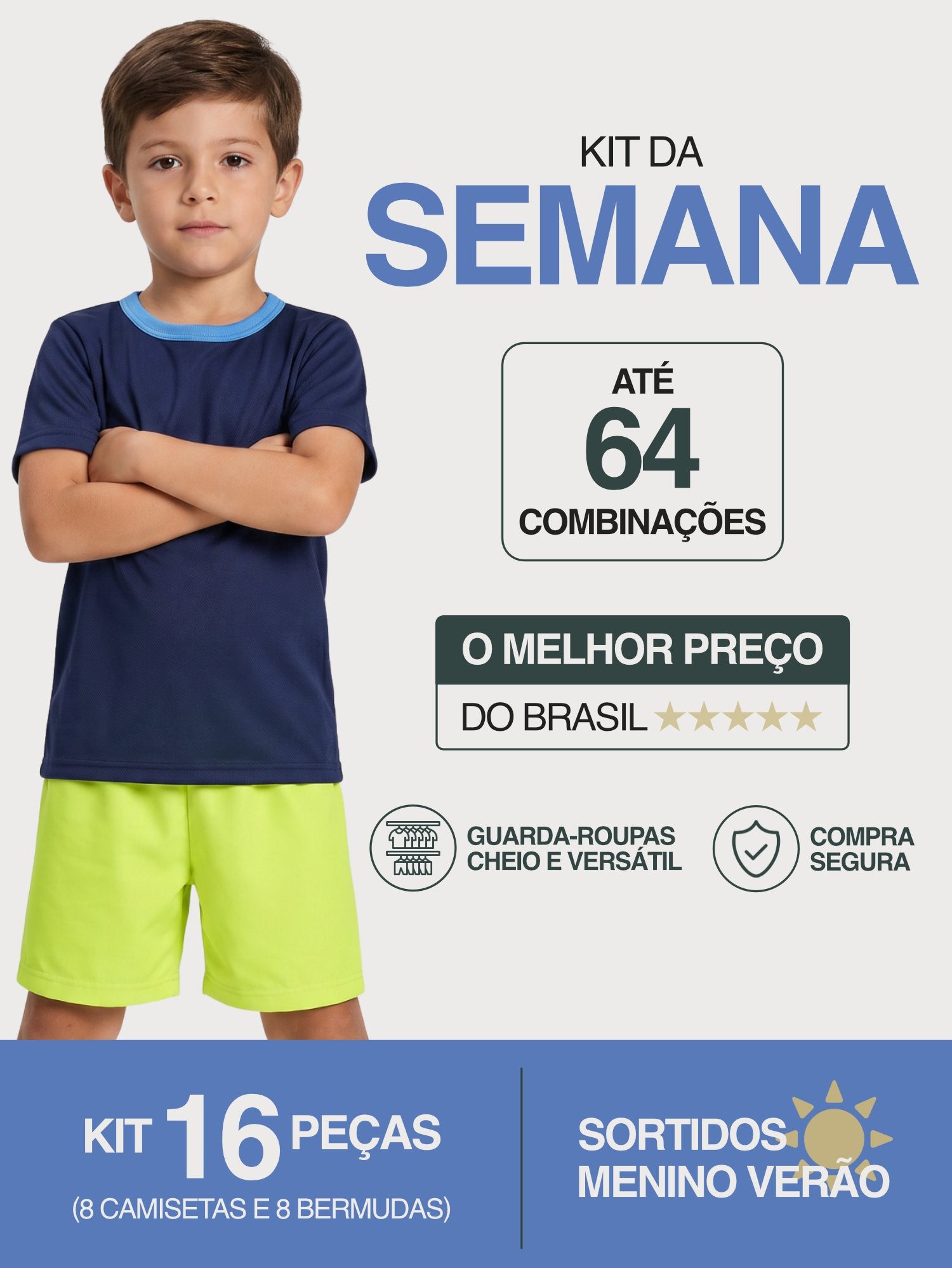 Kit 16 Peças (8 Conjuntos) Sortidos Menino Verão