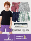 Kit 3 Bermudas Sortidas infantil Menino Verão