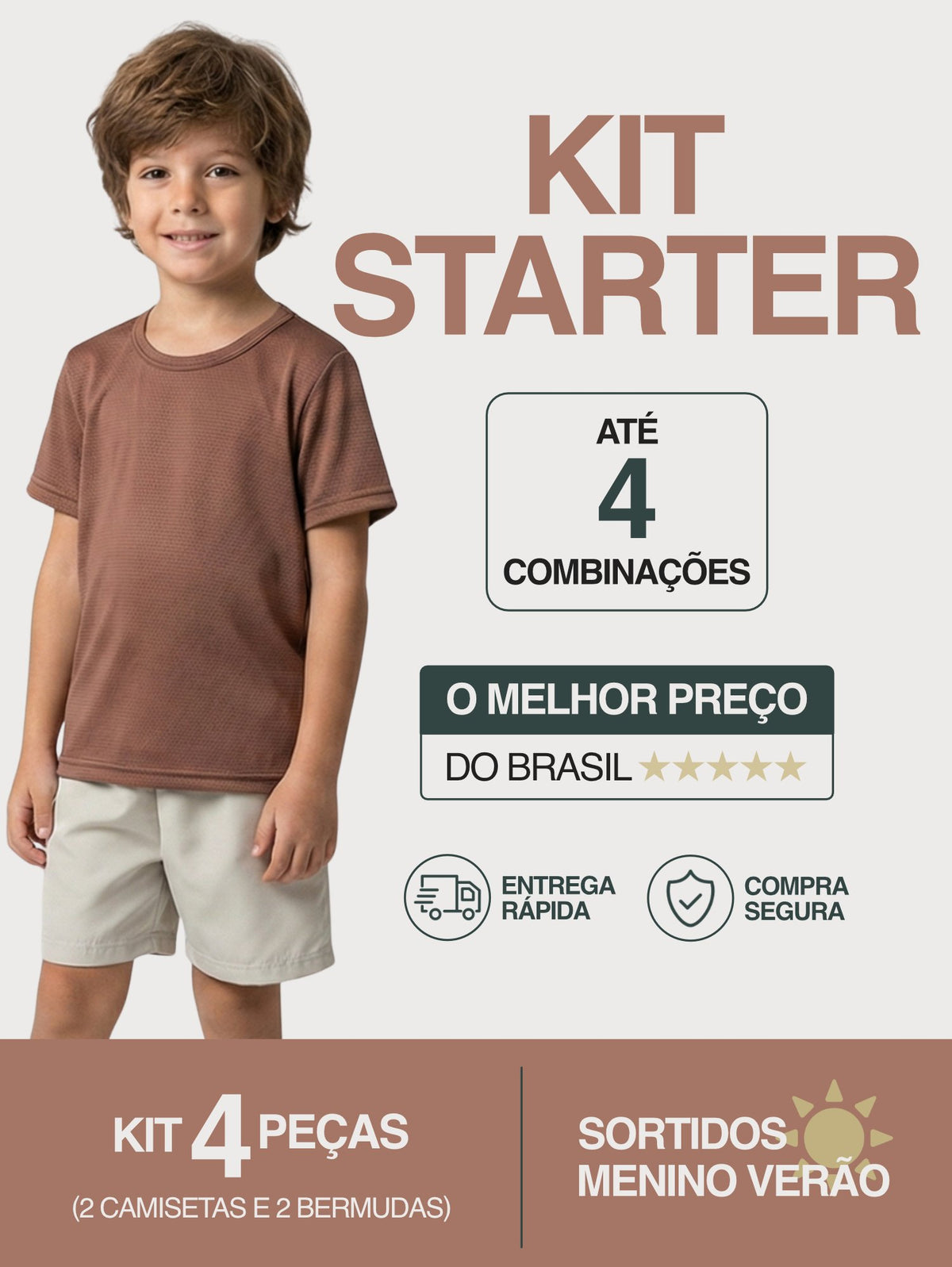 Kit 4 Peças (2 Conjuntos) Sortidos Menino Verão