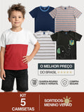 Kit 5 Camisetas Sortidas infantil Menino Verão
