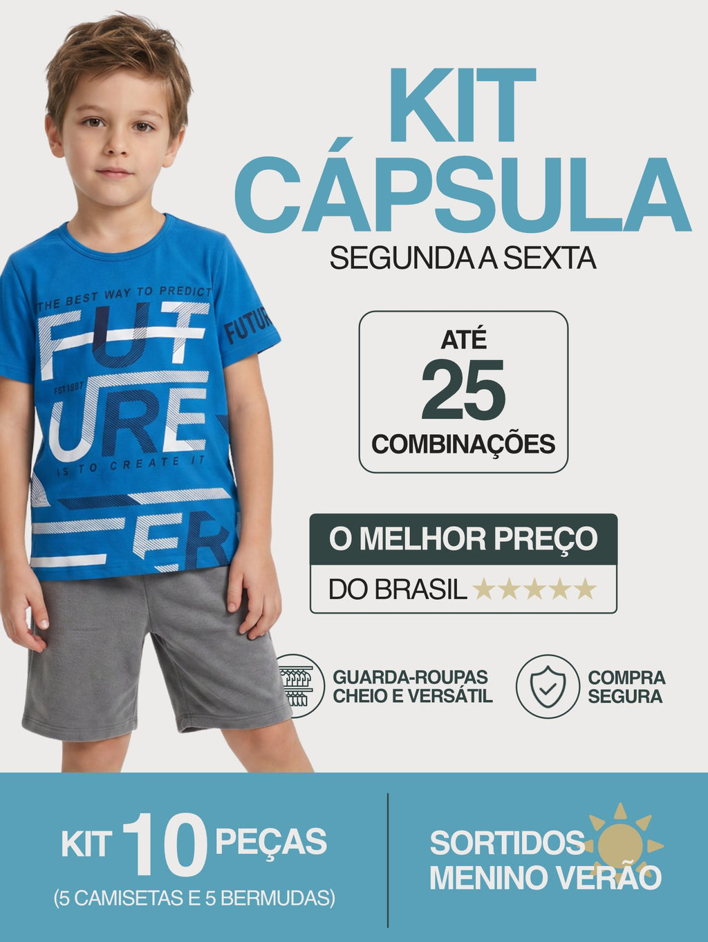 Kit 10 Peças (5 Conjuntos) Sortidos Menino Verão