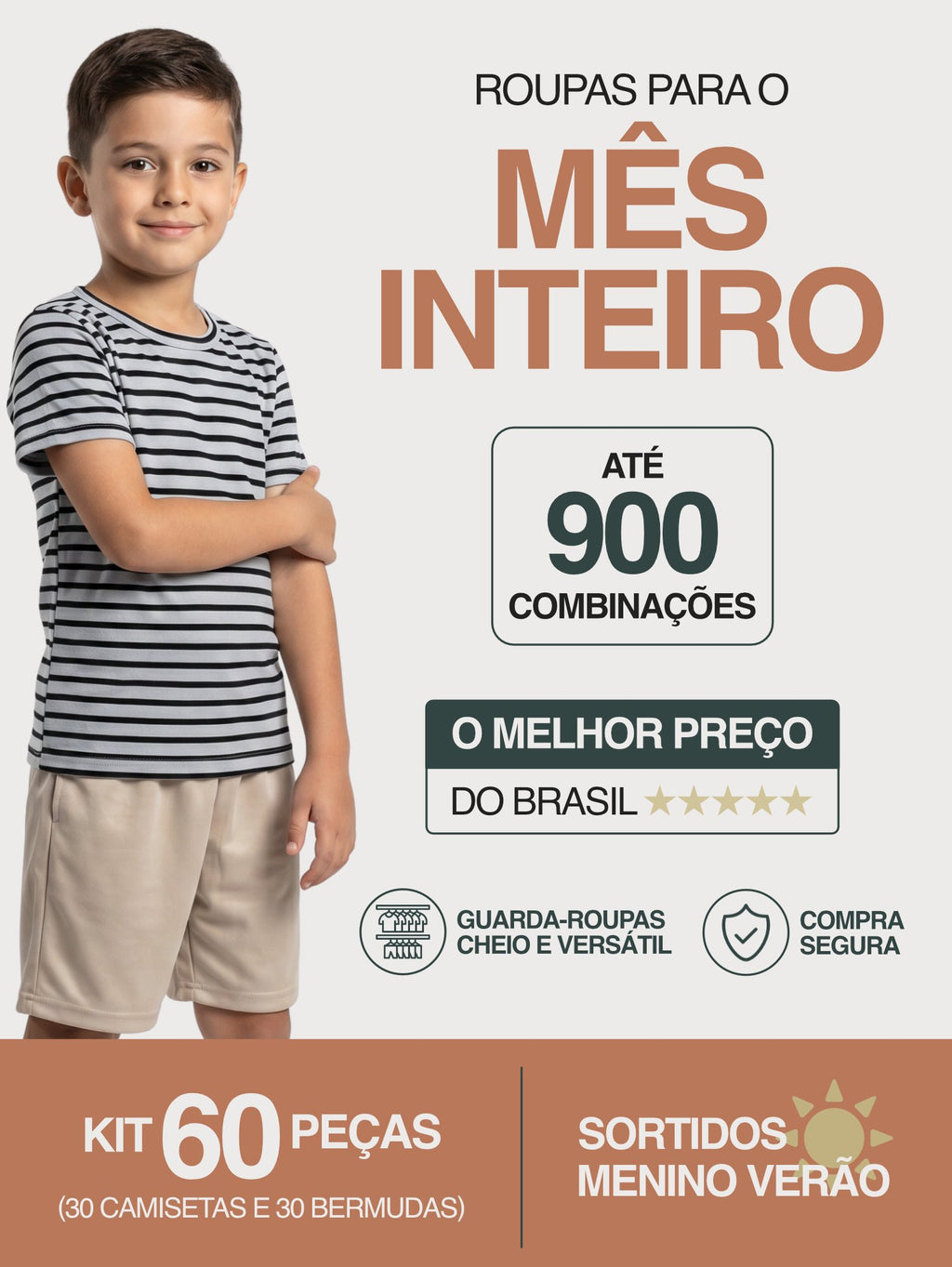 Kit 60 Peças (30 Conjuntos) Sortidos Menino Verão