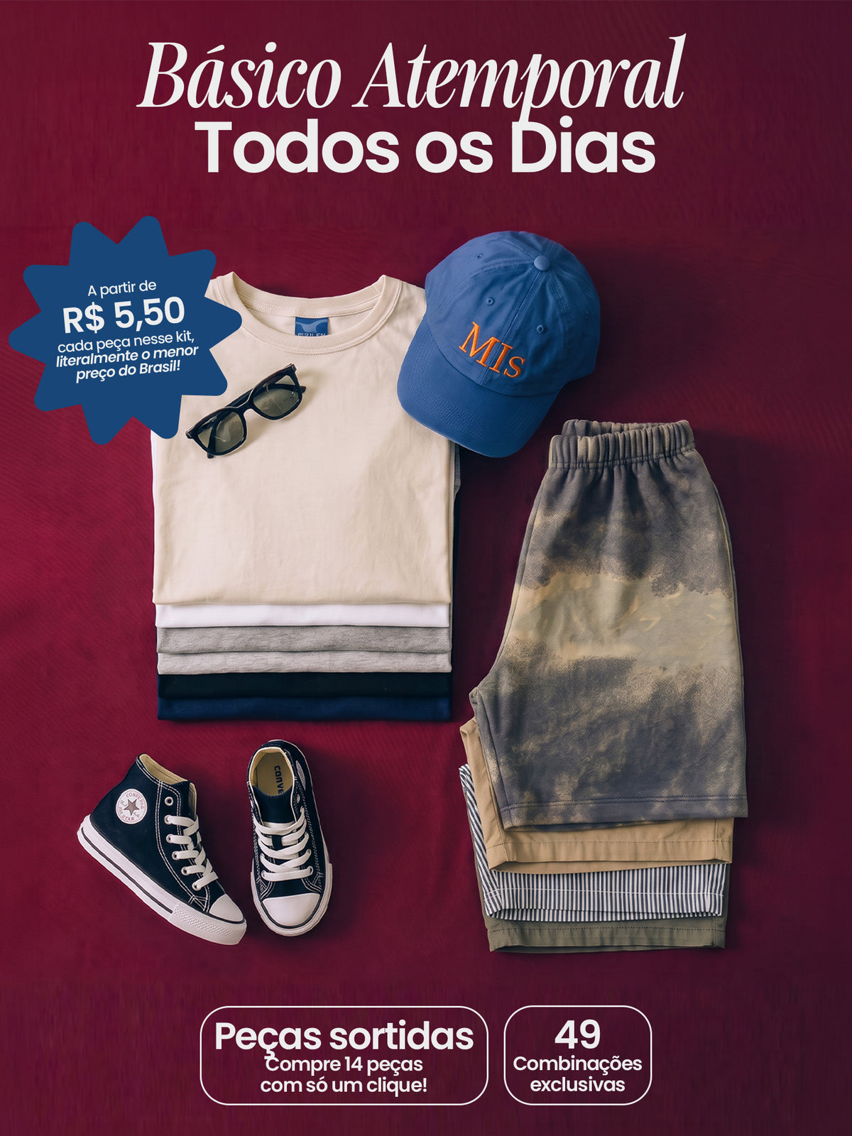 Kit 14 Peças (7 Conjuntos) Sortidos Menino Verão