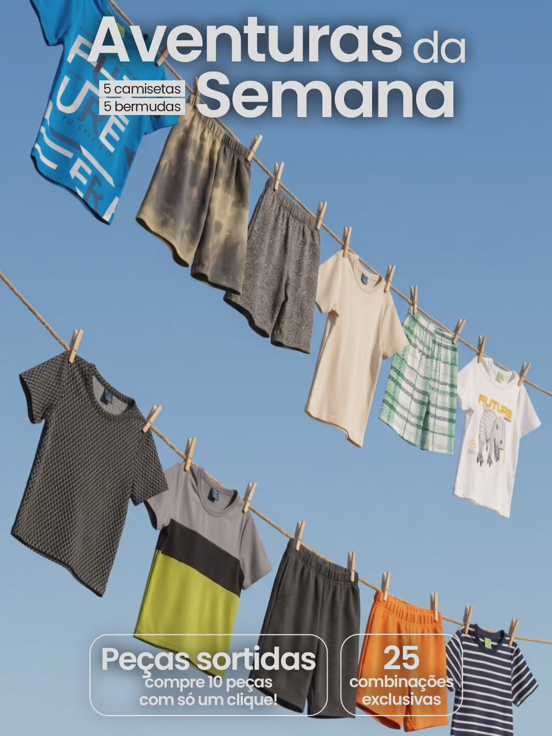 Kit 10 Peças (5 Conjuntos) Sortidos Menino Verão